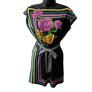 Poetry Floral Sheath Dress with Bateau Neckline and Dolman Cap Sleeves